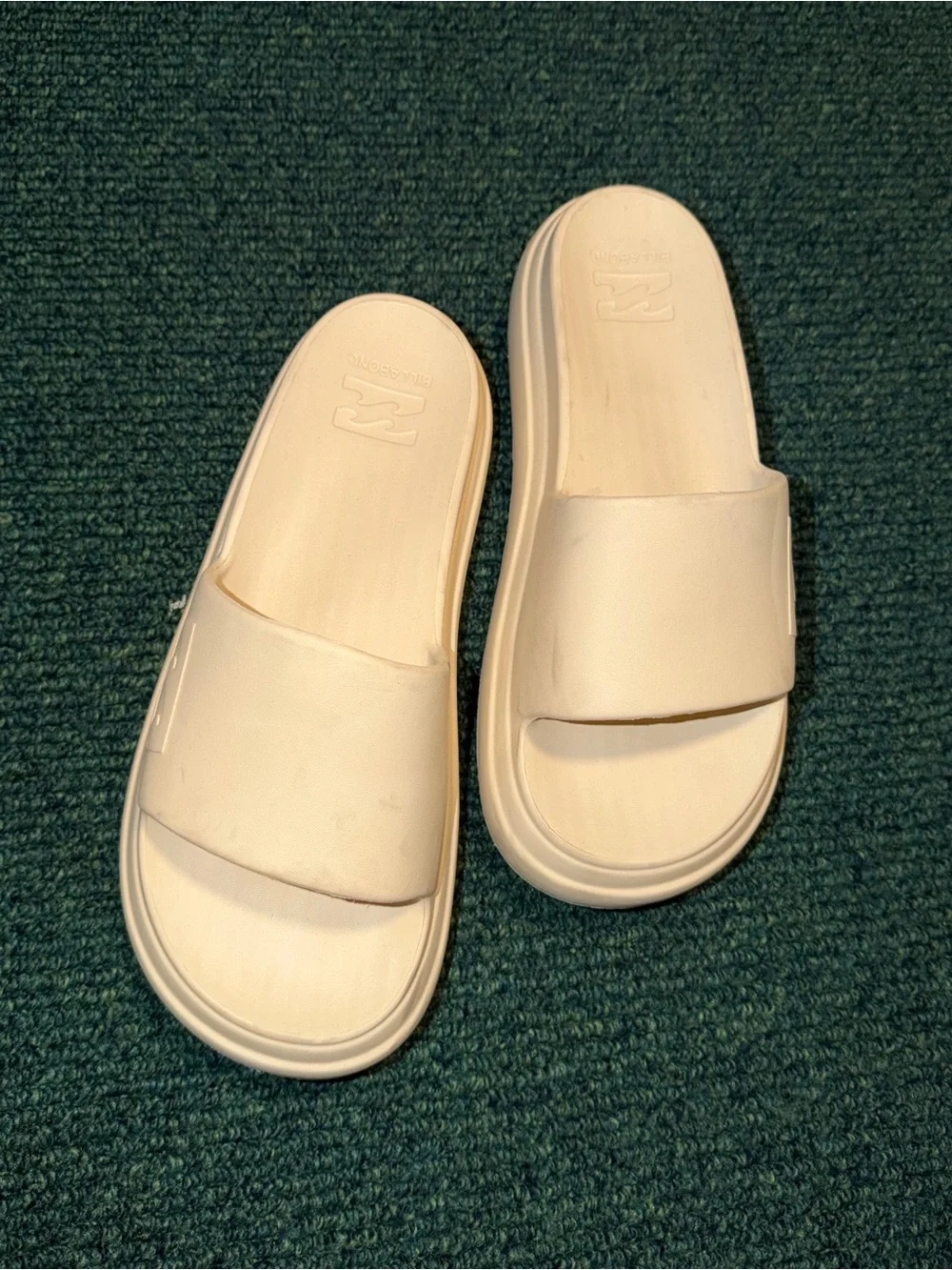 Billabong Platform Slides White Platform Slide Sandals with Embossed Logo